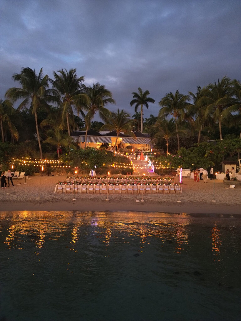 Intimate rehearsal dinner at Round Hill Resort in Jamaica