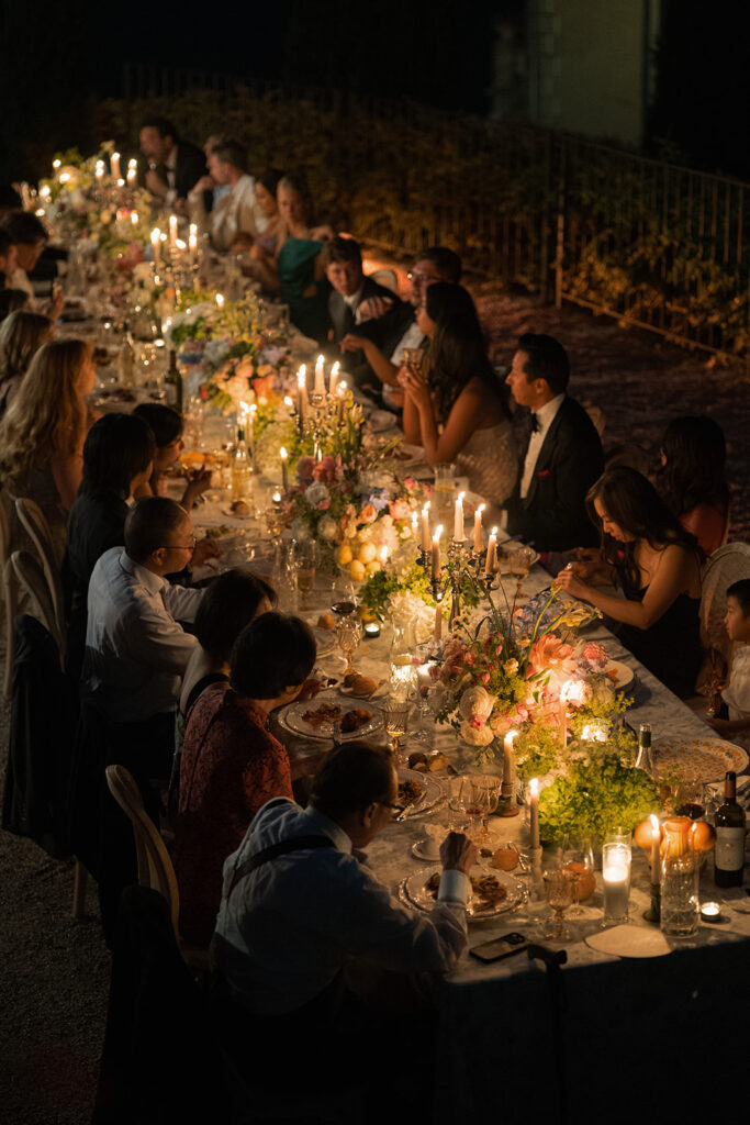Wedding guests celebrating at Villa Balbianello