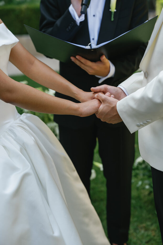Bride and groom exchanging vows at The Ritz Paris
