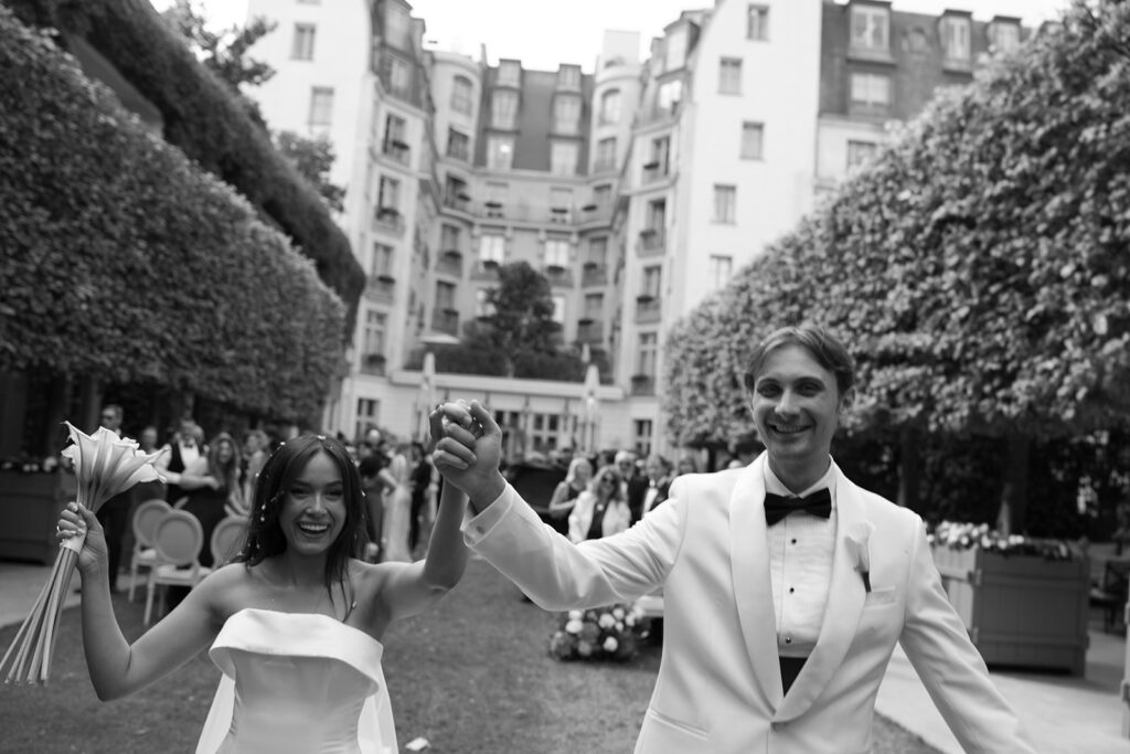Bride and groom portraits at The Ritz Paris captured in a fine art style