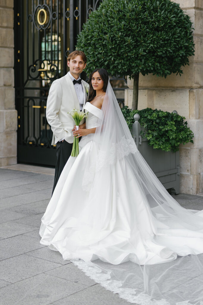 Bride and groom portraits at The Ritz Paris captured in a fine art style