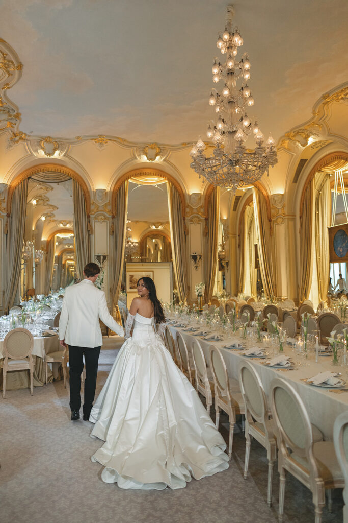 Elegant couple portraits inside The Ritz Paris hotel