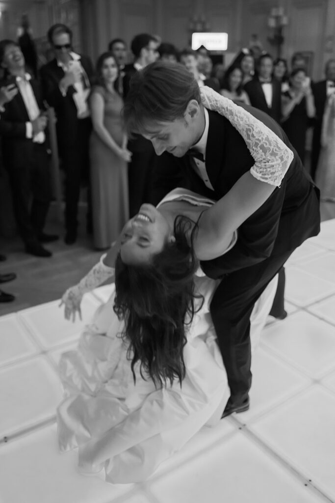 Joyful newlyweds celebrating at their Ritz Paris wedding