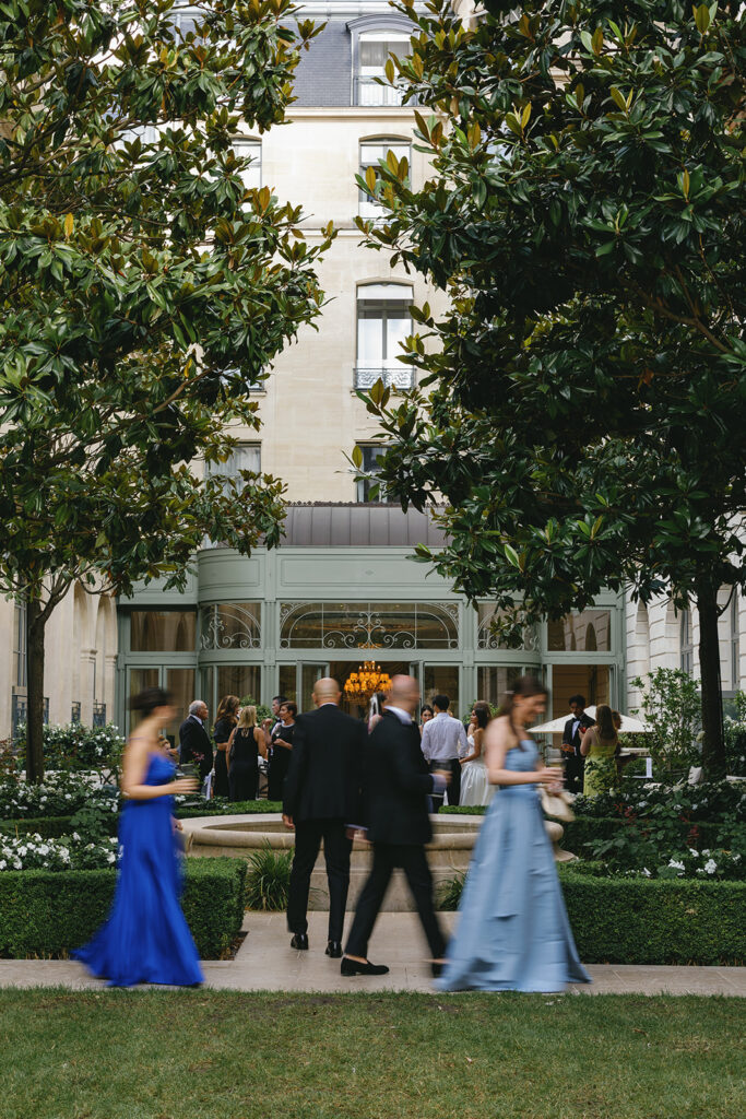Elegant wedding guests celebrating at The Ritz Paris