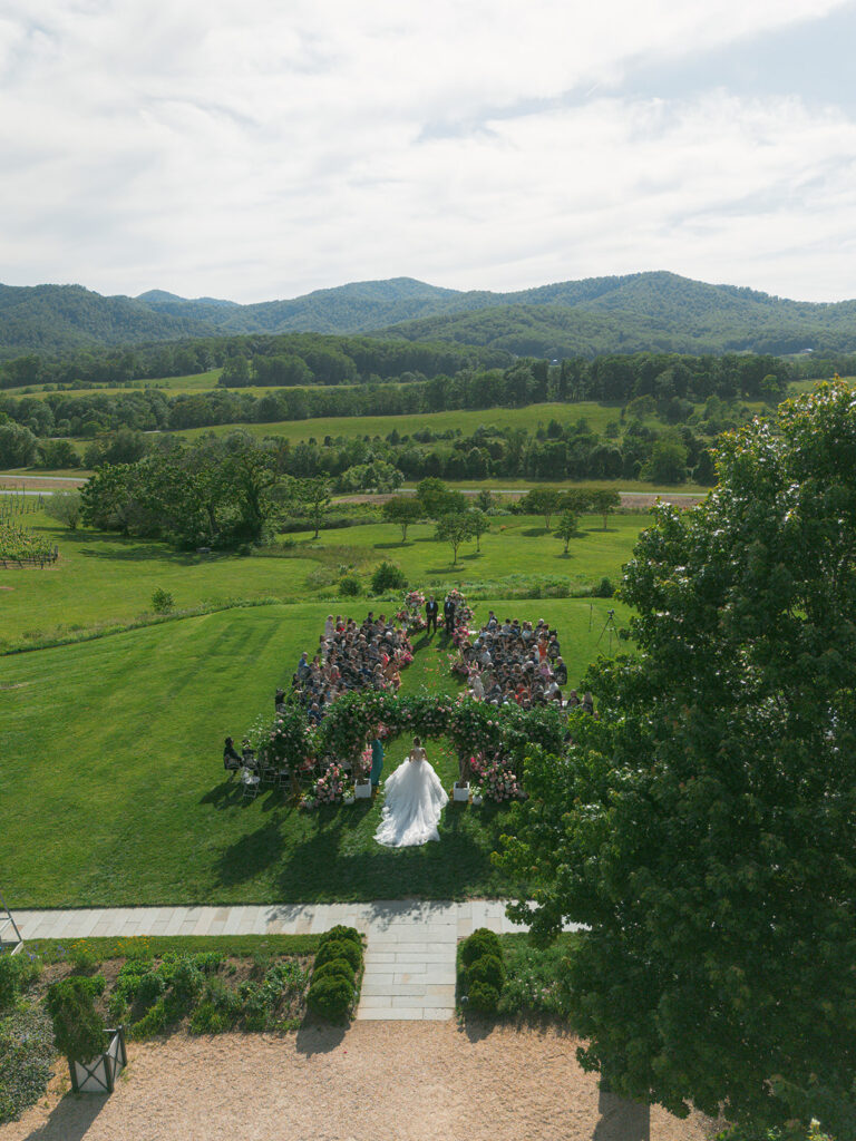 Outdoor vineyard wedding ceremony at Pippin Hill in May