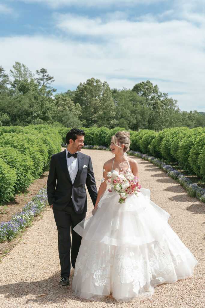 Spring wedding ceremony overlooking the vineyards at Pippin Hill