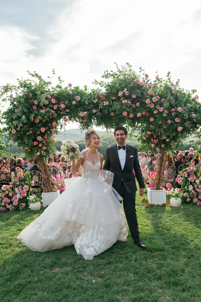Outdoor vineyard wedding ceremony at Pippin Hill in May