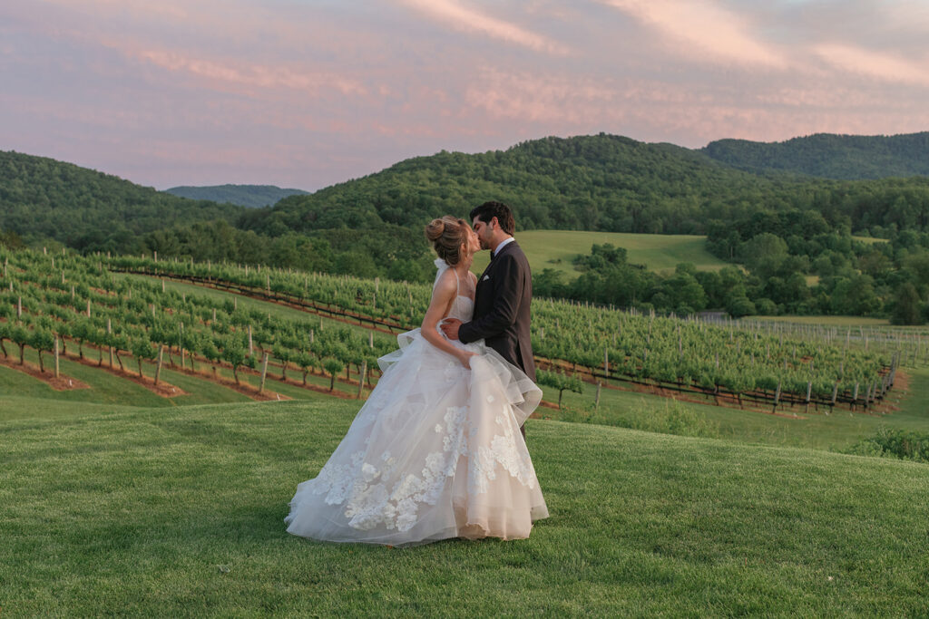 Bride and groom portraits at Pippin Hill during a May wedding