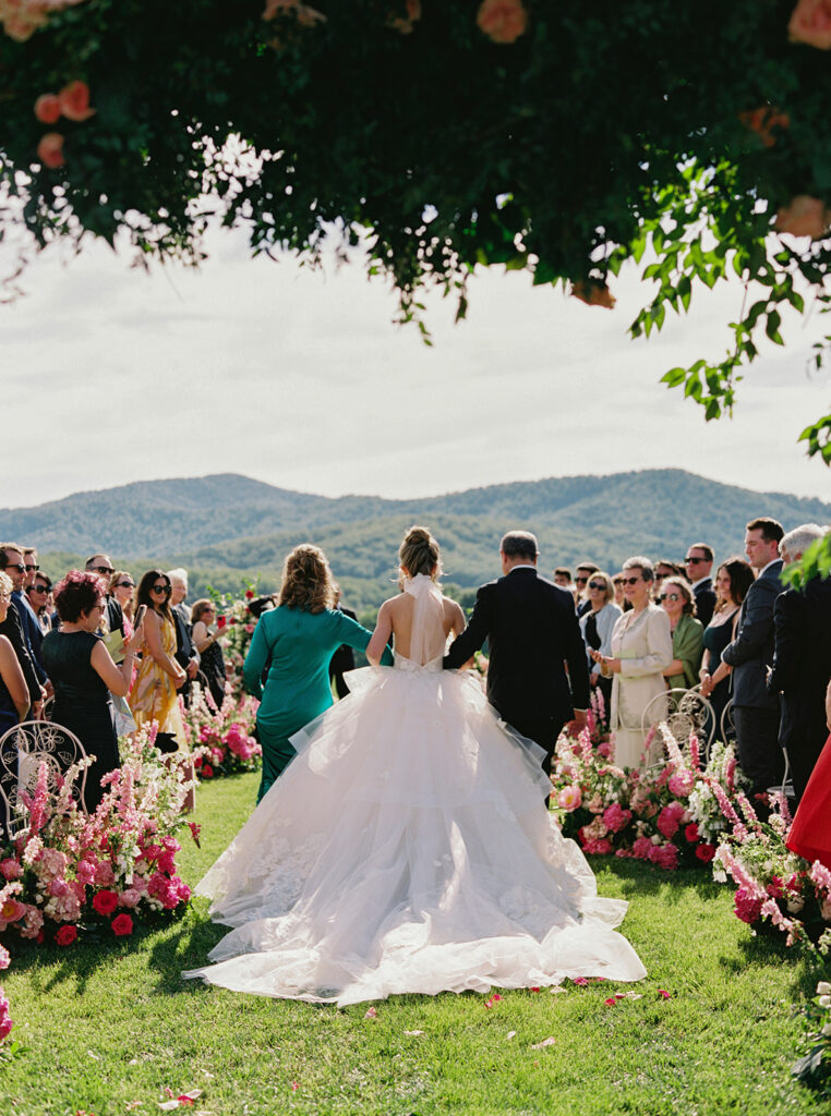 Spring wedding ceremony overlooking the vineyards at Pippin Hill